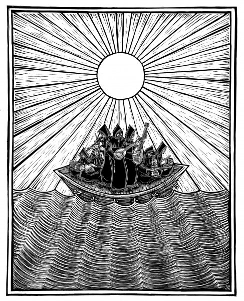 Ship of Fools Scratchboard Illustration ©2009 Son of Witz