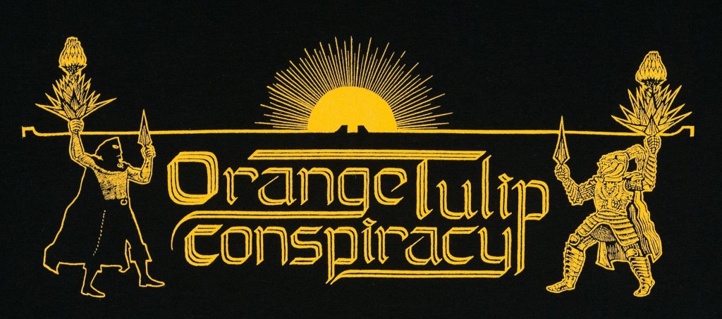 Orange Tulip Conspiracy Tee Shirt by butcherBaker aka Mike Bennewitz
