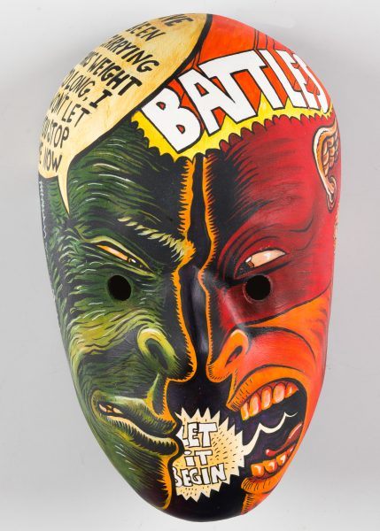 SonofWitz: Battles, Painted Mask Sculpture, 2018