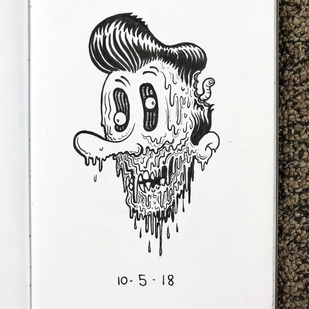 Rockabilly Zombie sketchbook drawing by Son of Witz